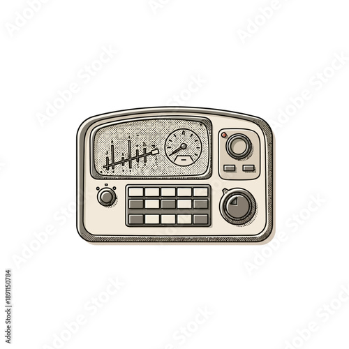 Charming Retro Radio Receiver Vector Art with Minimalist Hand-Drawn Aesthetic, Ideal for Vintage Communication and Broadcast Design Projects