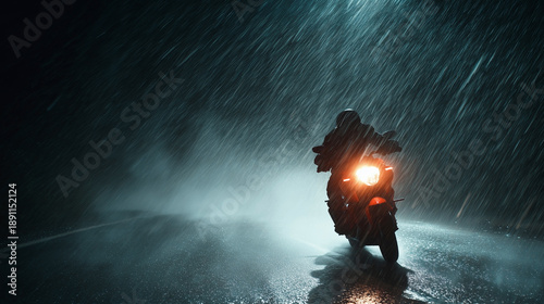 Wallpaper Mural A motorcycle is on a wet road Torontodigital.ca