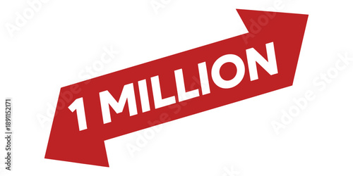 Red banner with one million text isolated on white background