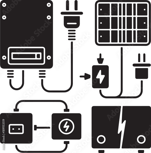 Solar panel system with battery backup and power supply