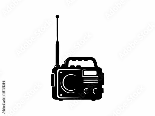 Military Radio Icon Vector Silhouette, Portable Communication Device Illustration Isolated on White Background
