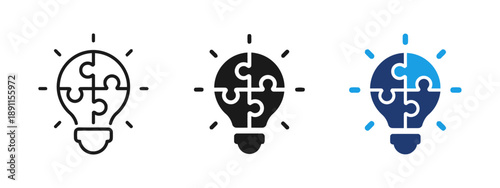 Light bulb composed of puzzle pieces symbolizing creative idea generation innovation and inspiration for problem solving or new project development