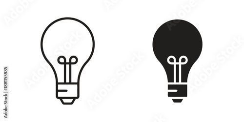 Light bulb icon in outline and solid style representing idea creativity innovation and inspiration concept of invention energy and electricity simple design element illustration
