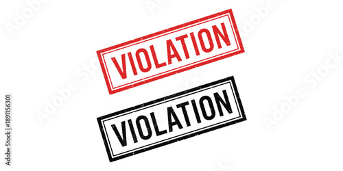 Two violation stamps isolated on white background with red and black text