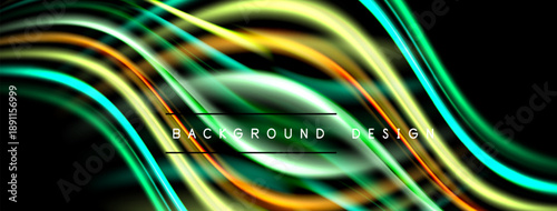 Abstract neon lines create dynamic waves. Vibrant colors blend, forming futuristic background design. Smooth curves suggest energy, motion.