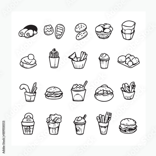 fast food icon set