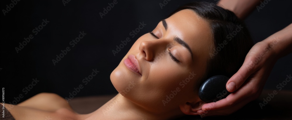 Obraz premium Revitalizing hot stone massage therapy session enhancing deep relaxation and soothing muscle relief