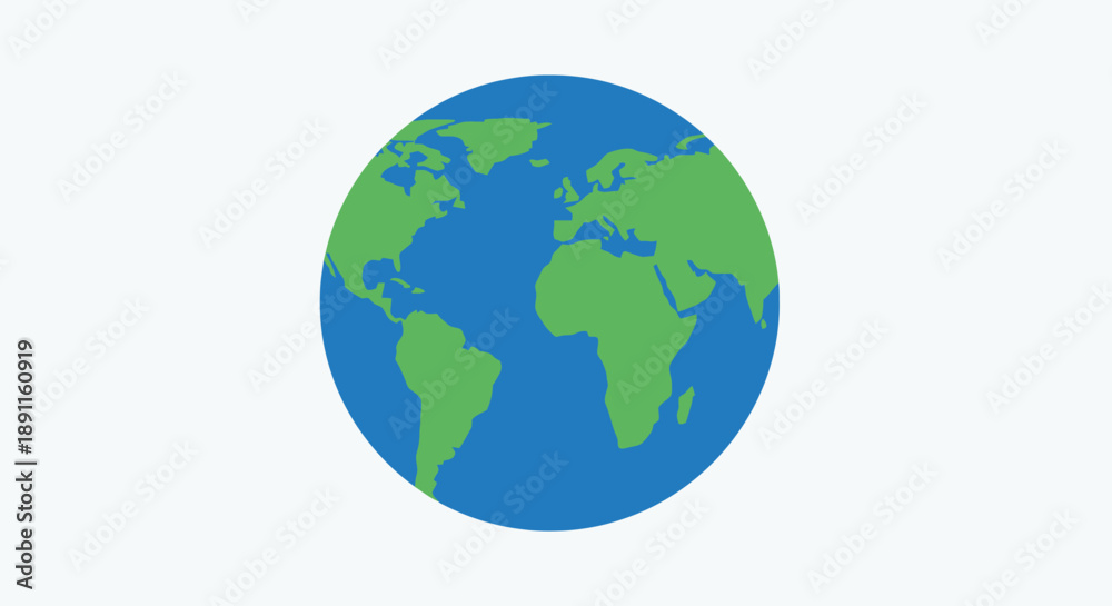 Obraz premium Stylized illustration of earth globe with continents and oceans on white