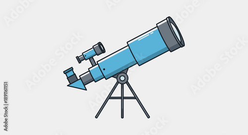 Illustrated telescope on tripod conceptual image for science and observation
