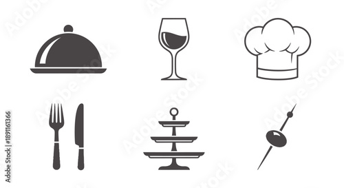 Culinary icons vector illustrations of food service and dining elements