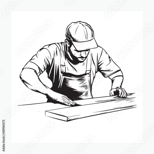 sketch of a carpenter with hat