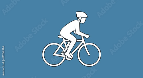 Cyclist silhouette on a bicycle against a blue background
