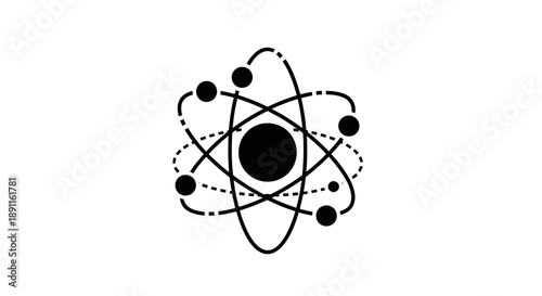 Black and white atomic structure science energy and conceptual design