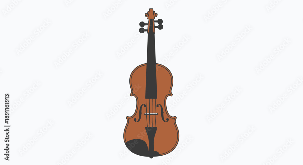 Fototapeta premium Isolated brown violin illustration against white background musical instrument