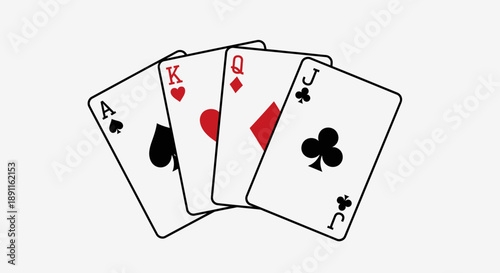 Playing cards hand ace king queen jack vector illustration