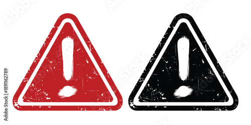 Two warning signs with exclamation marks isolated on white background