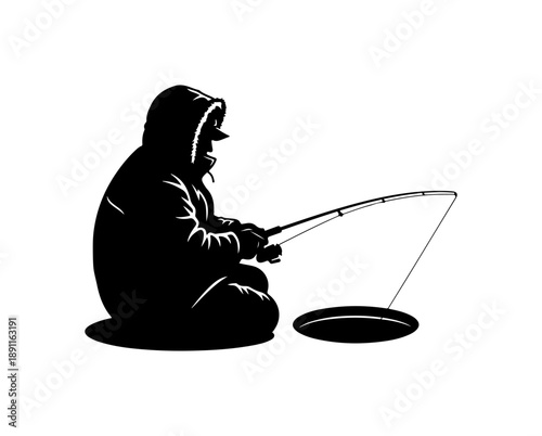 Silhouette Fishing in Minimalist Style