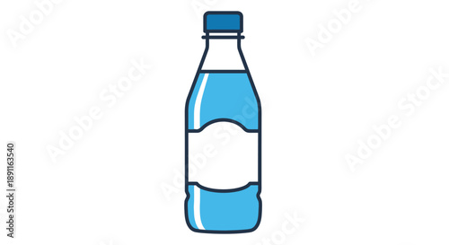 Clear plastic water bottle illustration isolated on white background