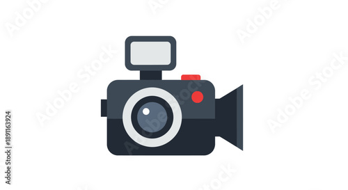 Camera icon digital video recorder with flash and handle isolated design