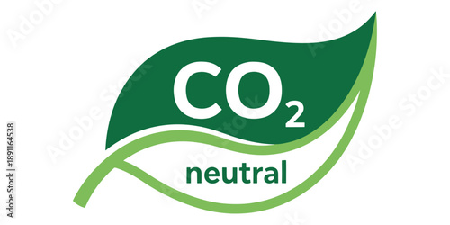 Co2 neutral logo with green leaf on white background