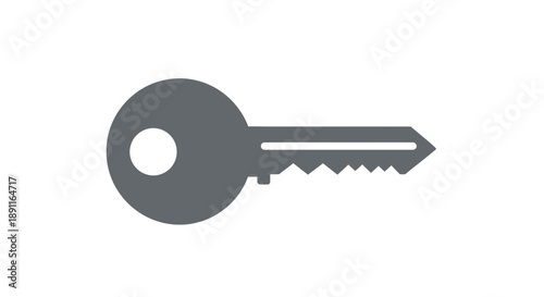 Isolated grey key icon against white background for security concepts
