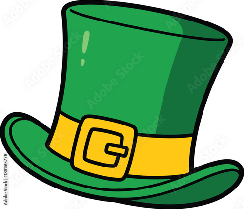Cartoon leprechaun hat with gold buckle for st patricks day celebration and irish holiday theme