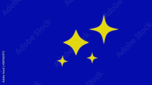 Golden Sparkling Stars Overlay Animation, Bright Star Effects on Blue Background