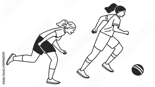 Two Female Soccer Players Competing for the Ball.