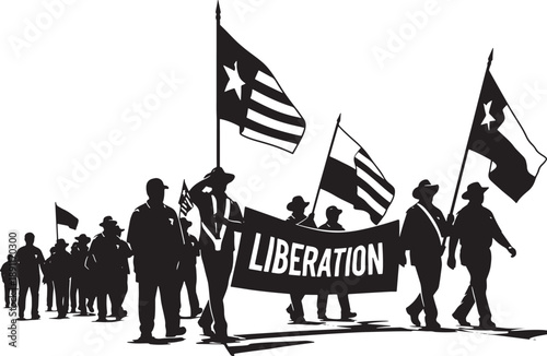Historical liberation protest with flags Vector