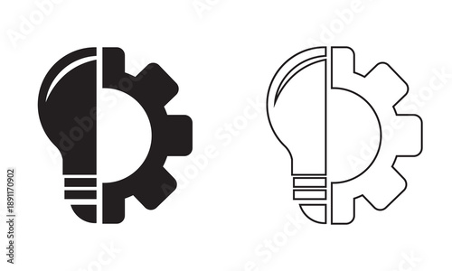 Light bulb idea icon illustration. Simple light bulb icon representing idea, innovation, creativity, inspiration, and problem solving concept on white background.
