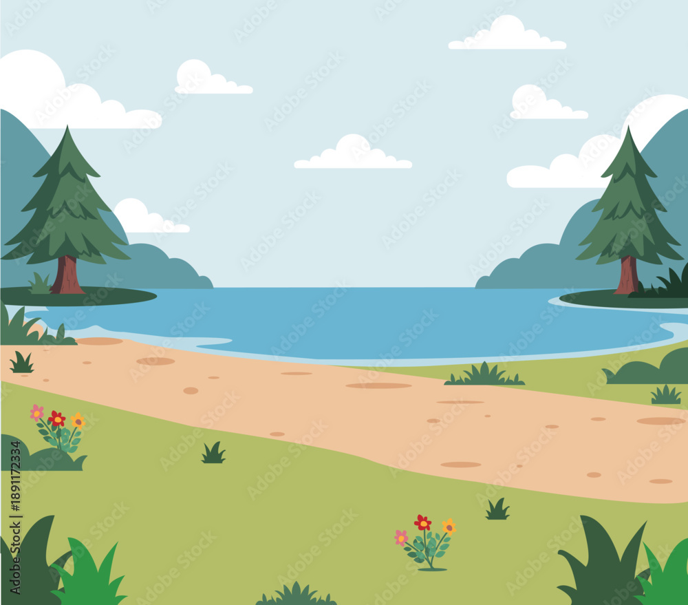 Fototapeta premium Picnic background with a lake