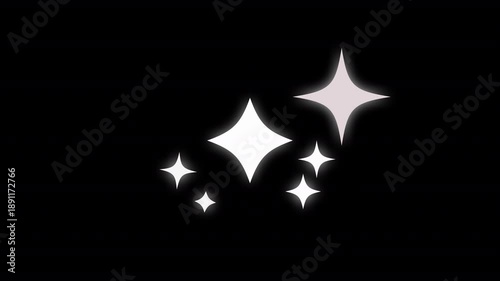 Sparkling Stars Overlay Animation , Glowing White Star Effects on Black Background