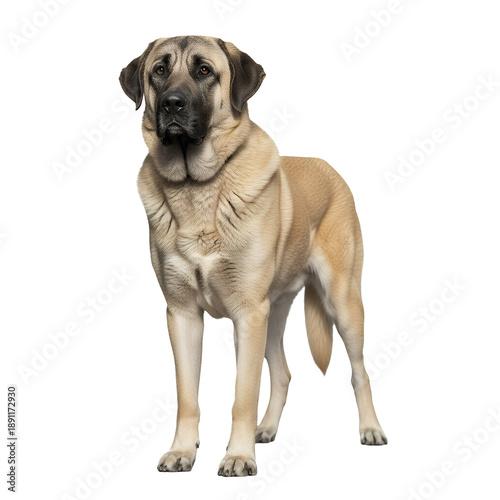 Anatolian Shepherd dog with serious expression, guardian breed concept, transparent background