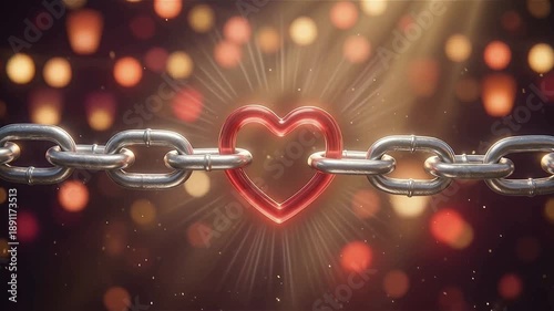 Red Heart Bound with Chain Symbolizing Love and Security, red heart chain, love and security symbol, protected love concept, heart lock idea, emotional safety, trust and commitment, relationship.