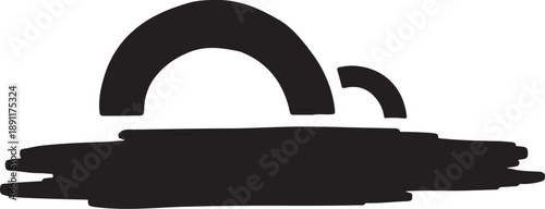 Simple black abstract shape design on white background illustration