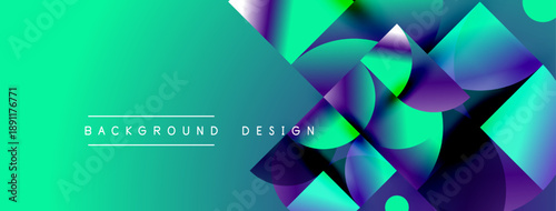 Abstract gradient shapes overlap. Vibrant turquoise, purple hues dominate design. Modern background ideal for presentations, websites.