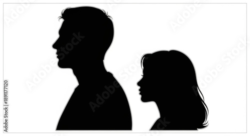 Silhouette of a man and a woman facing away from each other.