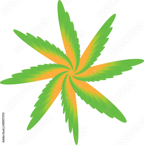 unique flower design vector green and oreenge