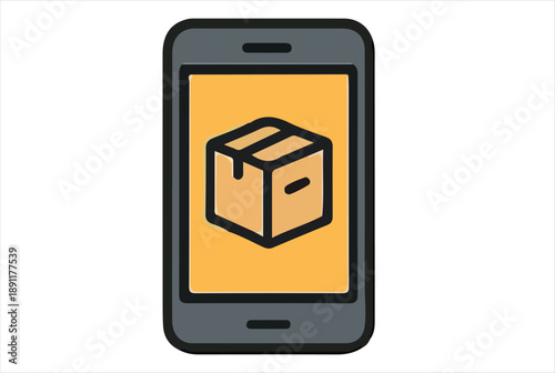 Smartphone Displaying Delivery Package Icon for E-commerce