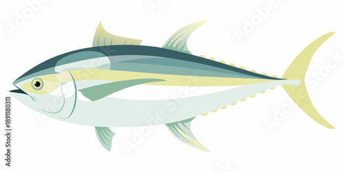 A detailed illustration of a bluefin tuna swimming gracefully