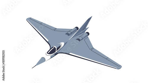Stylized illustration of a futuristic deltawing aircraft