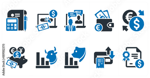 A set of 10 mix icons as accounting, pay per click, meeting