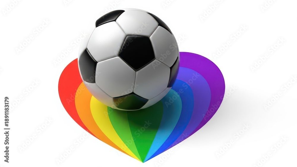 Naklejka premium Soccer ball rainbow heart