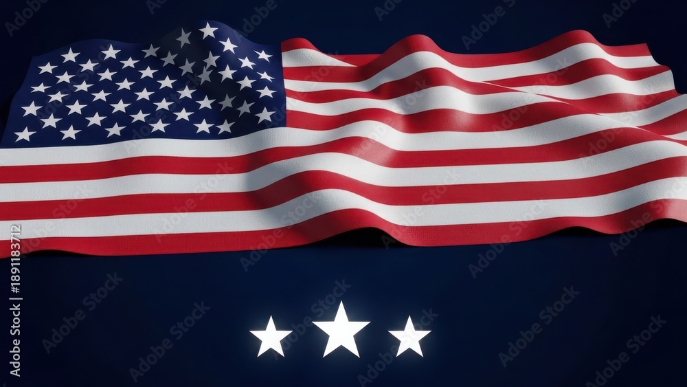 Fototapeta premium Waving American Flag and Stars