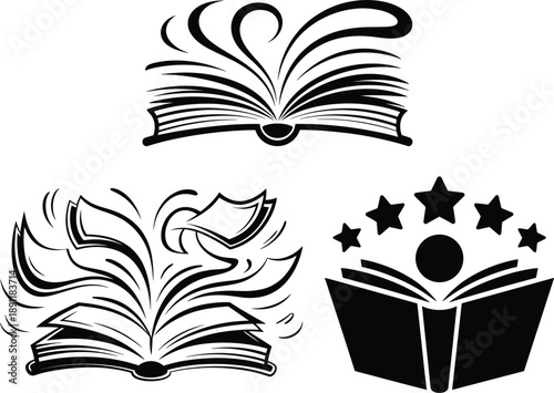 Book Icons, Graffiti Spray Textbook Symbol, Education