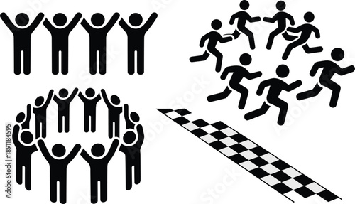 People Community Welfare Stick Figure Pictogram Icons