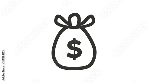 Money Bag with Dollar Sign Icon.