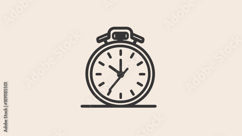 Simple Black and White Stopwatch Icon.