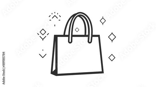 Simple Line Illustration of Handbag.