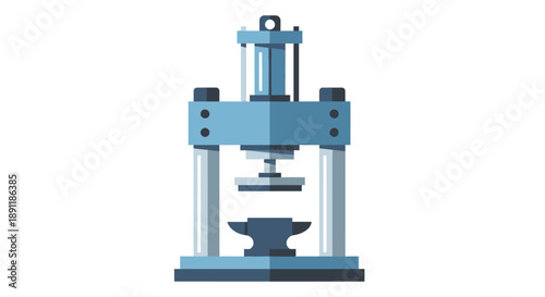 Blue Industrial Press Machine with Anvil Illustration